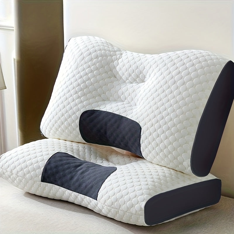 2-Pack Ergonomic Neck Massage Pillows - Soft Woven, Adjustable Pillow Core & Removable Pillowcase, Enhanced Sleeping Comfort for Couples - White, Gray, Purple, Blue, Pink & Dark Green