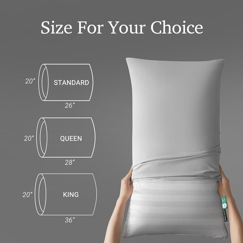 Feather Down Bed Pillows Set of 2 500 Thread Count 100% Cotton Hypoallergenic Breathable Hotel Collection for Back and Side Sleepers Standard Queen King White