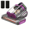 Wireless Mattress Vacuum Cleaner - 16kPa Suction, 253.7 Nano UV Lamp, 80,000 RPM Ultrasonic, Dual Cup - Beds, Fabric Sofas & Carpets - Portable Handheld - Purple & White