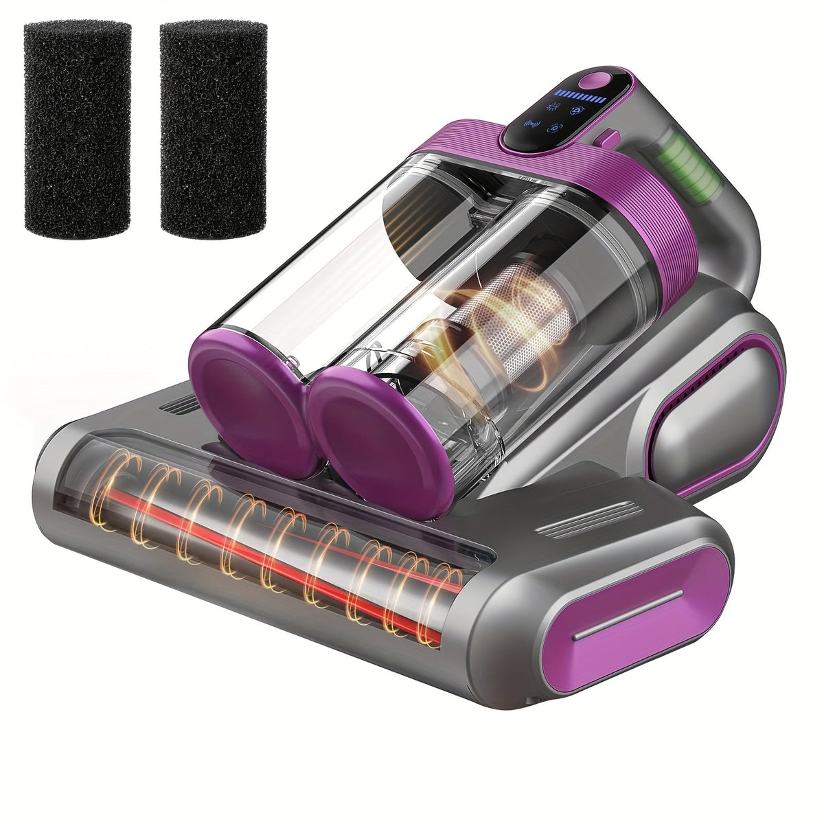 Wireless Mattress Vacuum Cleaner - 16kPa Suction, 253.7 Nano UV Lamp, 80,000 RPM Ultrasonic, Dual Cup - Beds, Fabric Sofas & Carpets - Portable Handheld - Purple & White