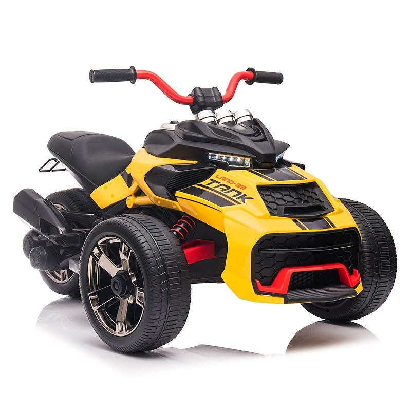 12V Kids Electric Ride On ATV 3-Wheeler for Ages 3+ – Dual 550W Motors, 40-60 Min Playtime, EVA Tires, Shock Absorber, LED Lights & Wireless Music – Battery Powered Ride On Car Gift for Boys & Girls – Black, Blue, Red, Yellow, Pink