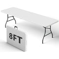 8FT Heavy-Duty Plastic Folding Table with Handles Portable Indoor Outdoor Dining Table for Home Parties Picnics Camping & Events – White & Black