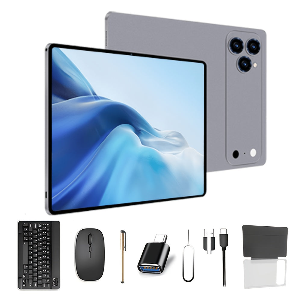 2-in-1 Business Tablet 10.1 Inch HD Android 15 8GB RAM 128GB Storage 6000mAh Battery with Keyboard Mouse Dual-Band WiFi Lightweight Portable for Work Travel Office