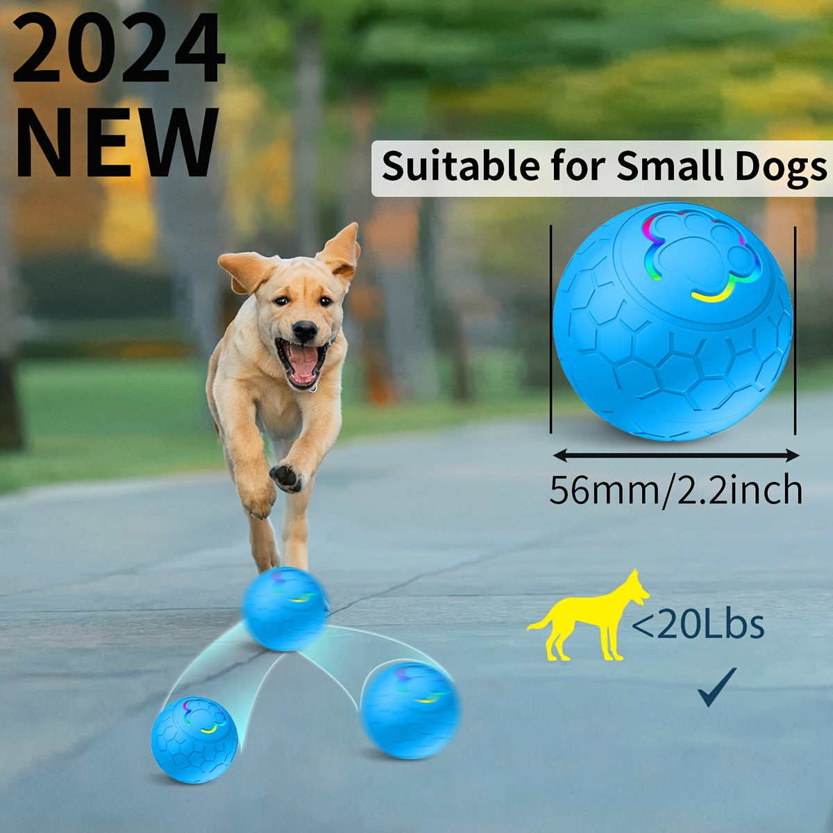 Smart Rechargeable Bouncing Dog Toy Ball – Automatic Interactive Self-Moving Ball with Smart Mode for Dogs, USB Rechargeable Electric Fetch Toy for Indoor & Outdoor Play