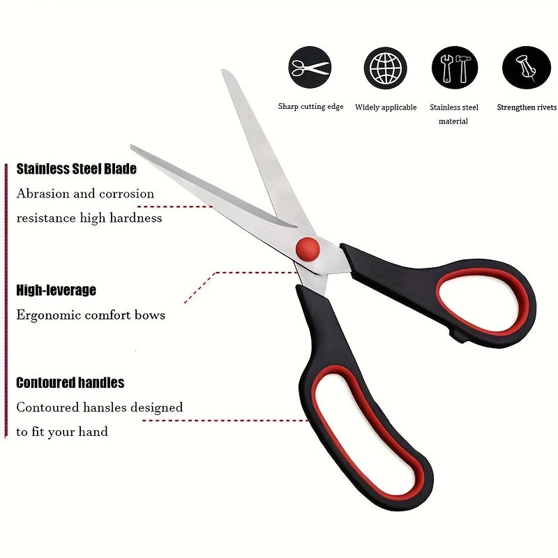 3-Pack Stainless Steel Multi-Purpose Scissors Comfortable Rubber Grip Right and Left Hand for Home Office Kitchen Craft DIY Projects