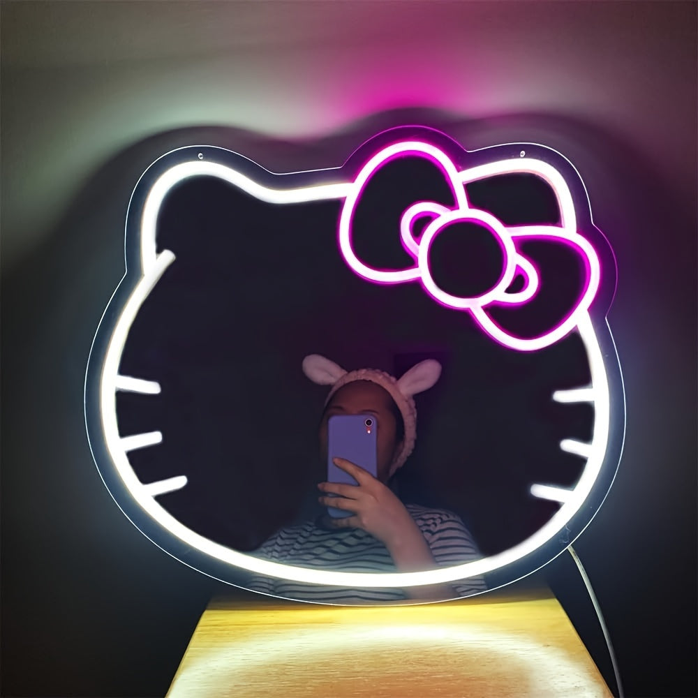 Hello Kitty LED Neon Sign Multi-Color USB Powered Push Button Control Wall Hanging Decorative Night Light for Bedroom Kids Room Gaming Room Party Decor