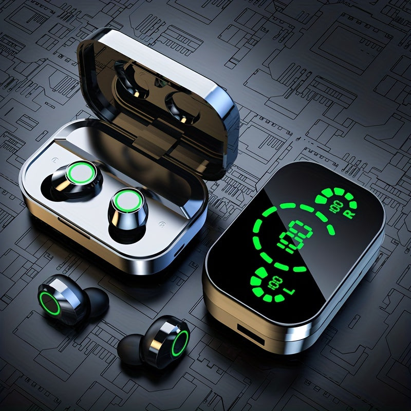 TWS Wireless Earbuds Stereo Bluetooth Earphones Mini In-Ear Headphones with Charging Case Compatible with iPhone Android Xiaomi Black