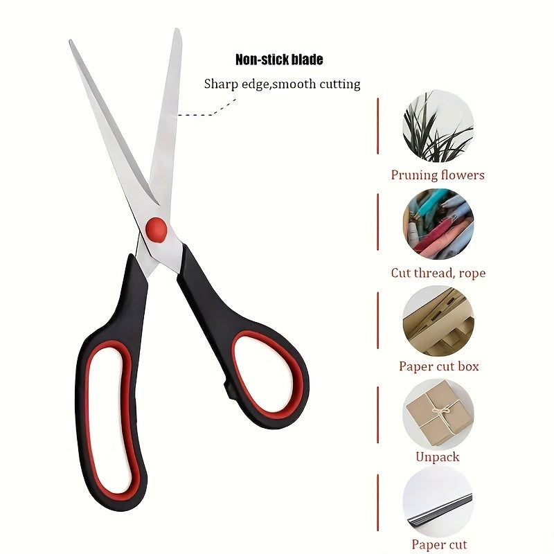 3-Pack Stainless Steel Multi-Purpose Scissors Comfortable Rubber Grip Right and Left Hand for Home Office Kitchen Craft DIY Projects
