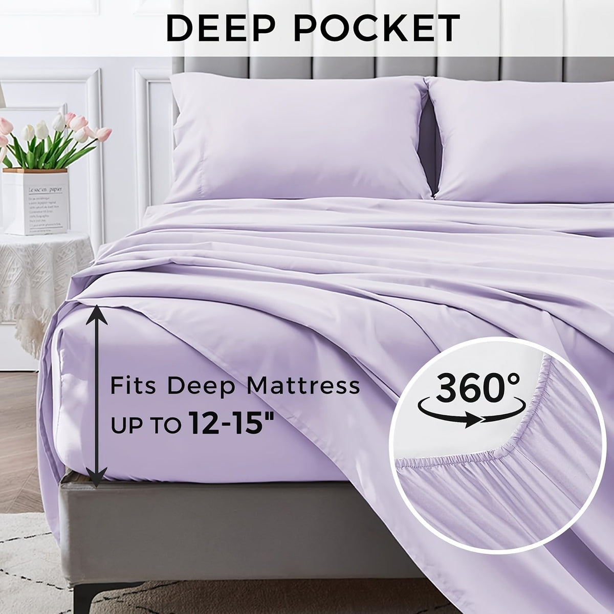 4-Piece Microfiber Bed Sheet Set Deep Pocket – Ultra Soft Breathable Hotel-Grade Sheets, Fade & Shrink Resistant, All Season, Twin Full Queen King, Multiple Colors
