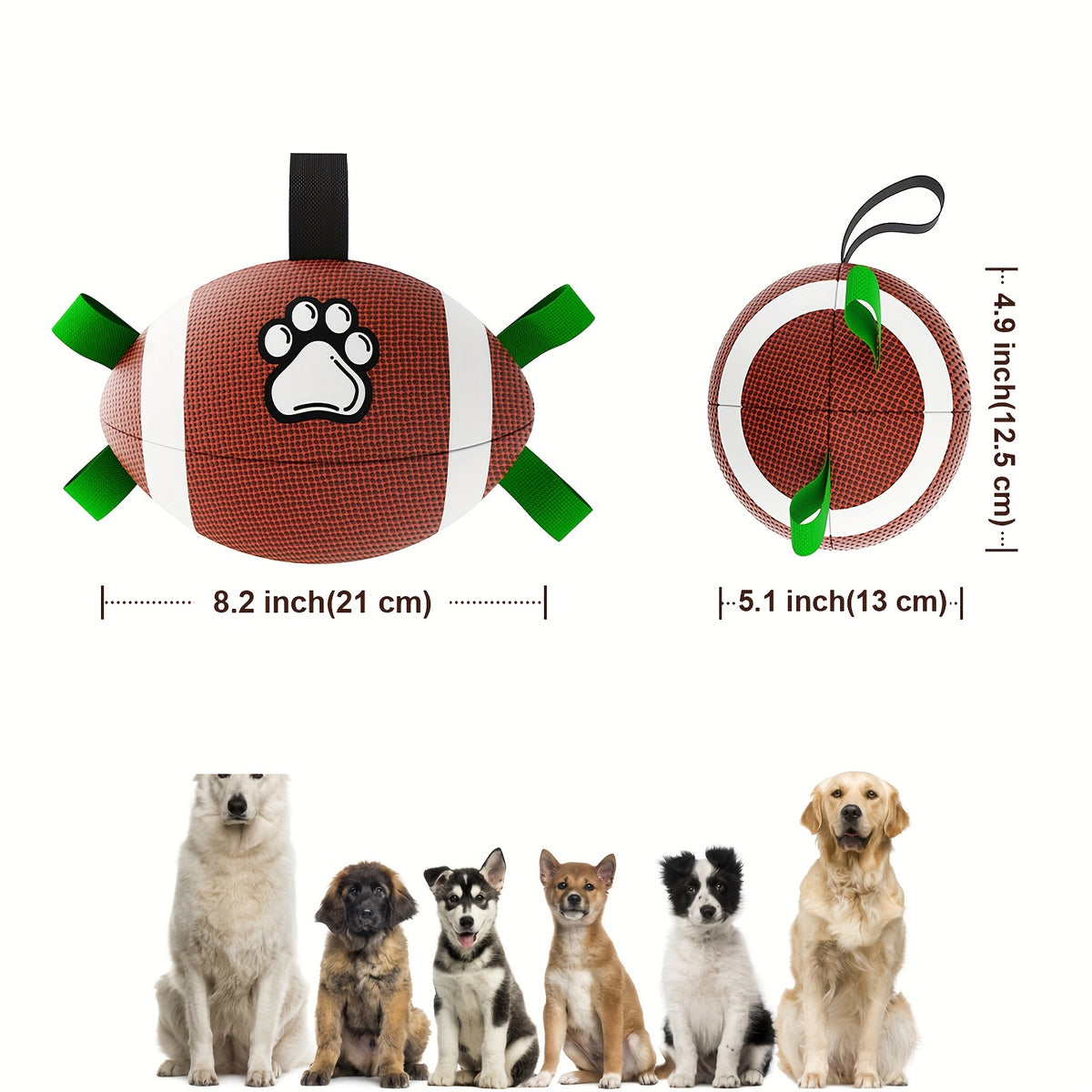 Inflatable Rubber Dog Football with Air Pump – Chew-Resistant Interactive Fetch Ball Toy for All Breed Dogs, Paw Print Design, Large & Small Sizes, Durable Indoor & Outdoor Puppy and Adult Dog Toy