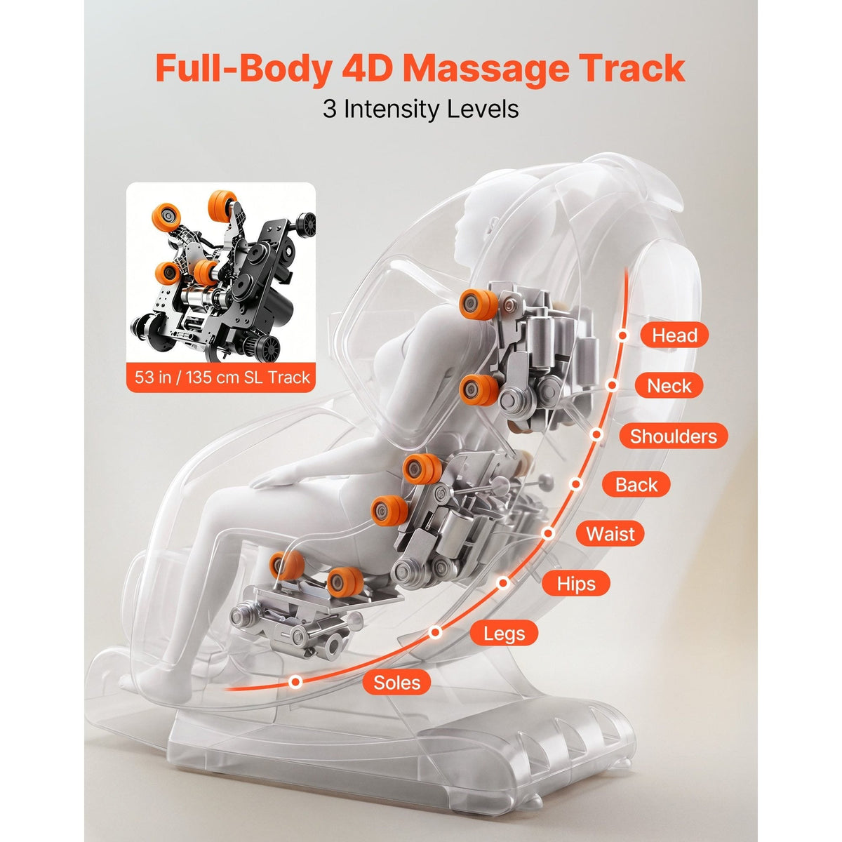 4D Zero Gravity Full Body Massage Chair 53 Inch SL Track 8 Airbags Waist Leg Heating Extendable Footrest Touchscreen Yoga Stretch Auto Modes 300LBS for Home Office Black