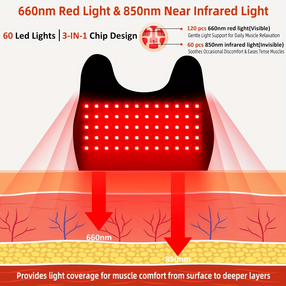 Red Light Therapy Knee Brace 660nm 850nm Infrared 3 Vibration Levels 5 Light Modes Post-Workout Joint Relief Muscle Recovery for Knee Elbow Shoulder with Extension Band Black