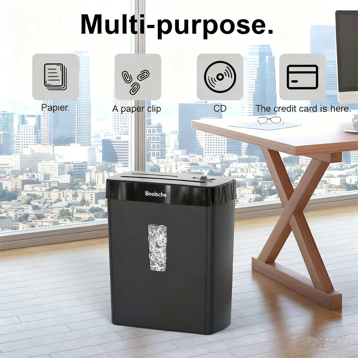 Ultra-Quiet 10-Sheet Paper Shredder - P-4 Cross-Cut Security, 3.43 Gal Bin, Shreds CDs, Staples & Cards - Compact Home Office Shredder - Black