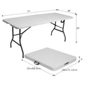Plastic Folding Table - 4ft or 6ft Portable Indoor & Outdoor Dining & Picnic Table, Carrying Handle & Locking Legs - White & Black