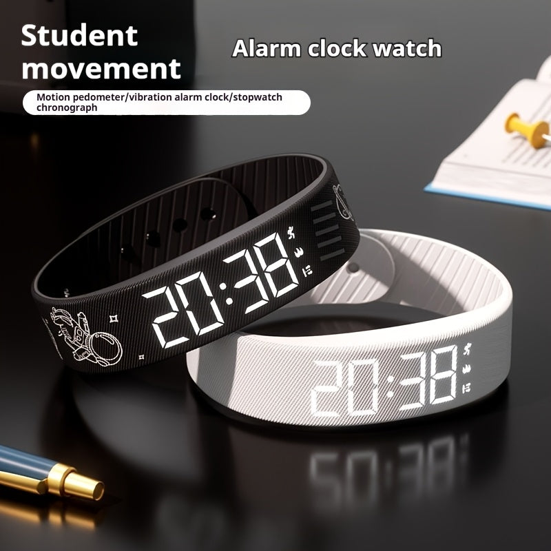 Minimalist Unisex Digital Watch - Alarm, Pedometer, Stopwatch & Luminous Display, Fashionable Sports Wristwatch for Students - Black, White, Pink & Blue