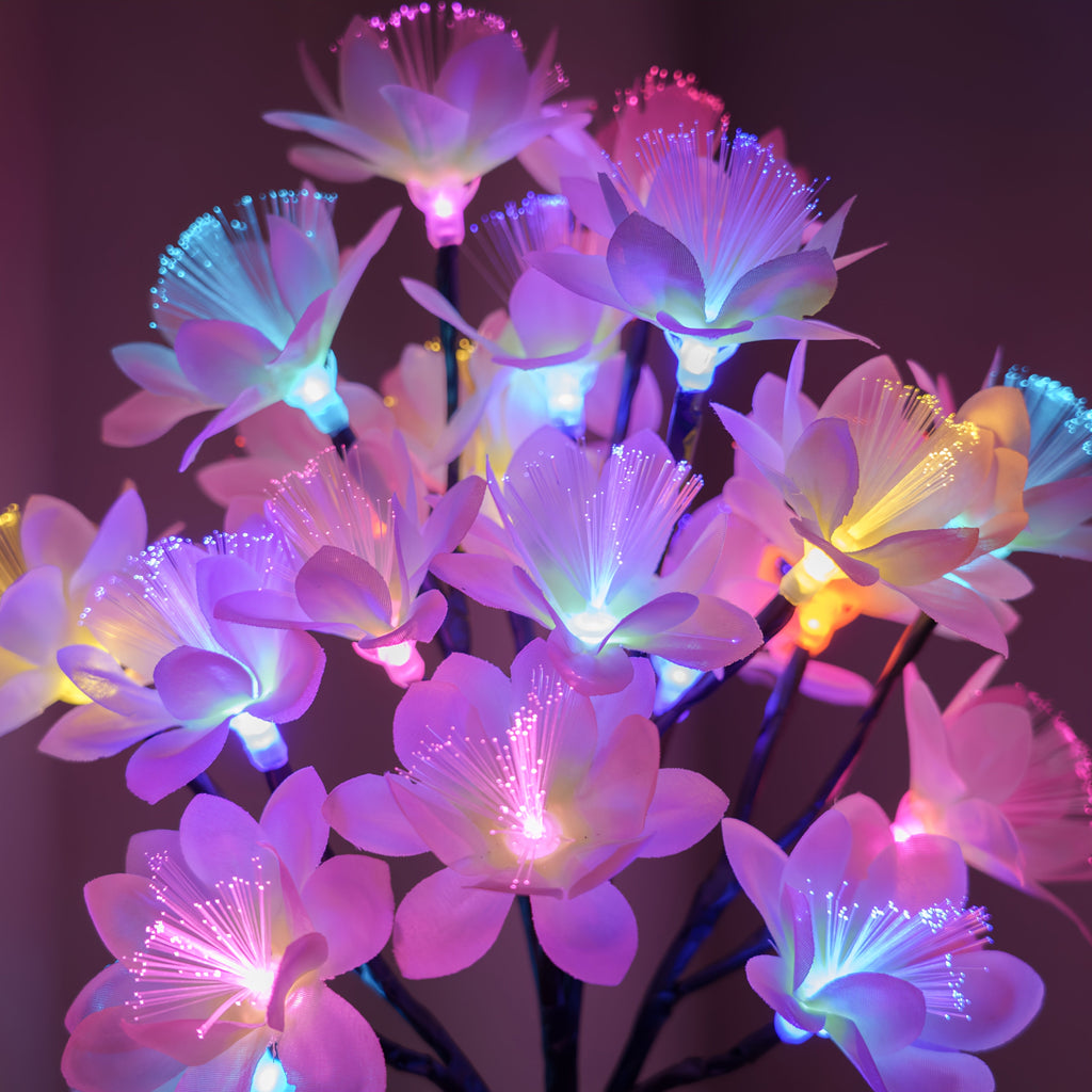 Pink Fiber Optic Tree Light Colorful Glowing Desktop Night Light Battery Powered Artificial Flower Tree for Bedroom Living Room Christmas Home Decor Multicolor