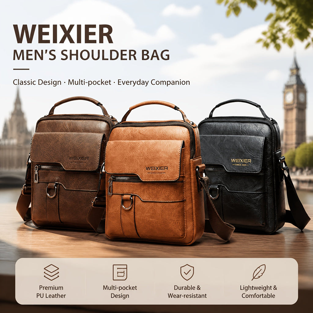 Vintage Shoulder Bag Crossbody Messenger Bag Vertical Business Casual Commuter Versatile for Work Travel Daily Use Black Horizontal Style