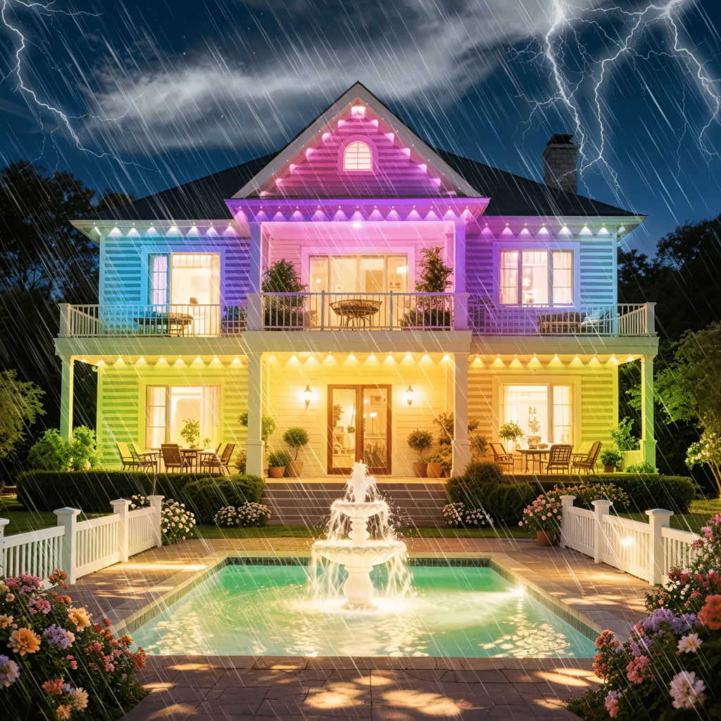 300FT Permanent Outdoor String Lights, IP68 Waterproof, Smart App Control, RGB Color Changing, for Garden, Patio, Party, Holiday, Christmas, Halloween, Year-Round Outdoor Decoration