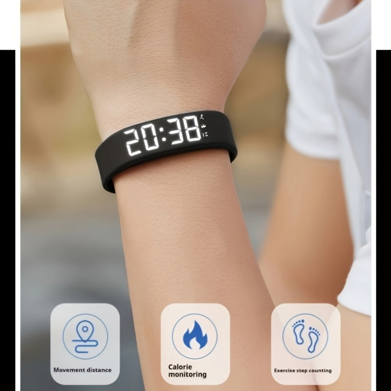 Minimalist Unisex Digital Watch - Alarm, Pedometer, Stopwatch & Luminous Display, Fashionable Sports Wristwatch for Students - Black, White, Pink & Blue