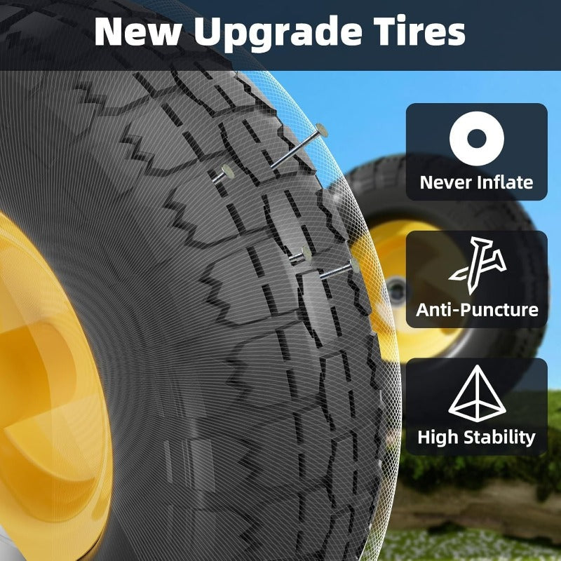 10" Solid Rubber Tires 2-Pack - Flat-Free, 5/8" Axle Bore, Dual Sealed Bearings for Carts, Trolleys, Generators, Lawn Mowers & Garden Carts - Black