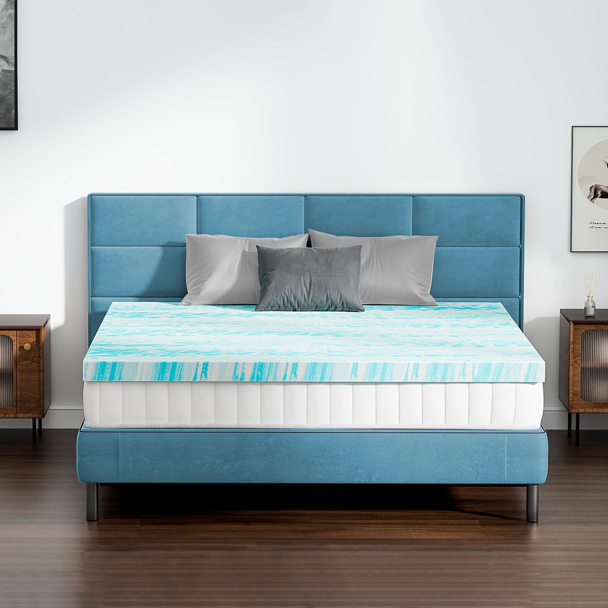 Gel Memory Foam Mattress Topper CertiPUR-US Certified Cooling Bed Topper 2 3 4 Inch Basic and 5-Zone Twin Full Queen King Cal-King All Sizes