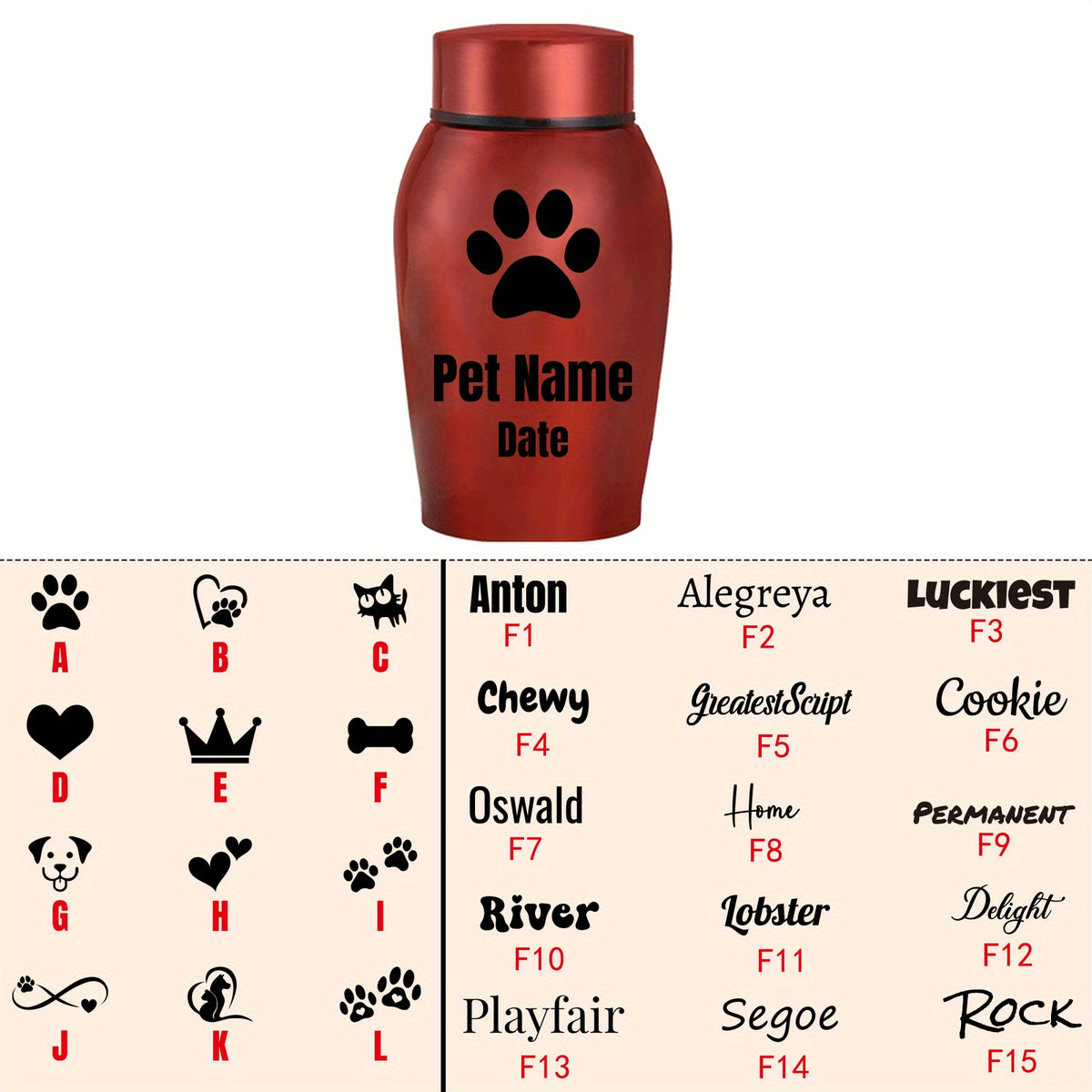 Personalized Pet Cremation Urn for Dog & Cat Ashes - Custom Name Engraved Stainless Steel Memorial Urn, 2 Sizes & 5 Colors, Lasting Tribute Keepsake Urn for Beloved Pets